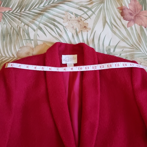 Vintage Claudia & Marc Wool Texture Blazer Red 12 Retro - Picture 8 of 13